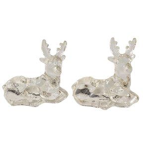 Bidermann Deer Buck Stag Candle Holder Small Taper Miniature Glass Pair 2.5"